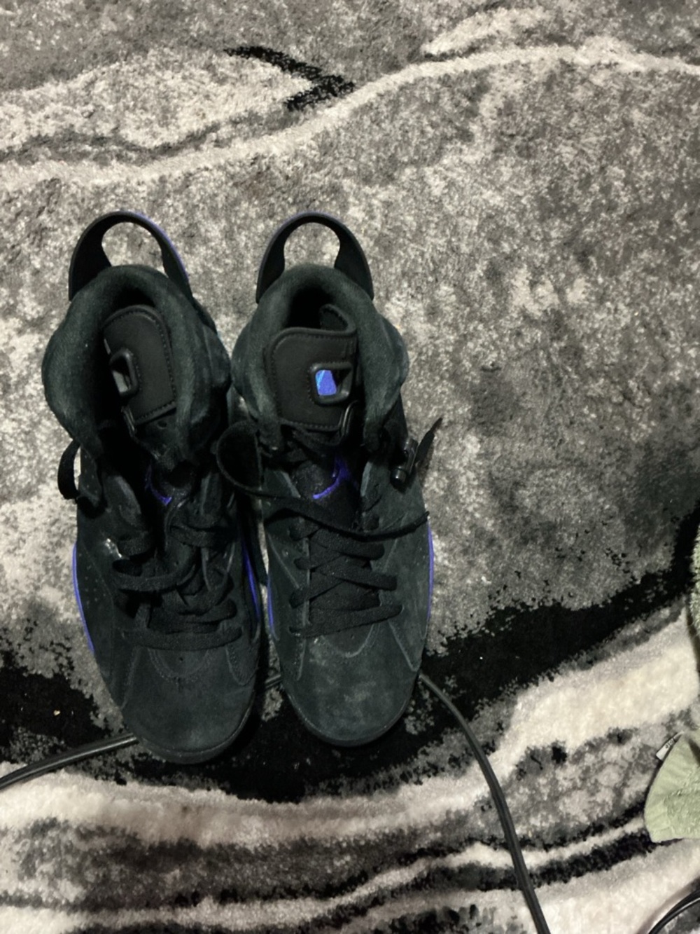 Jordan  Black and Purple High-Top Sneakers